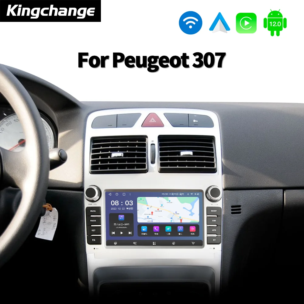 Kingchange autoradio lettore di navigazione Gps Android per Peugeot 307 307CC 307SW 2004-2013 Multimedia Stereo WiFi Video CarPlay