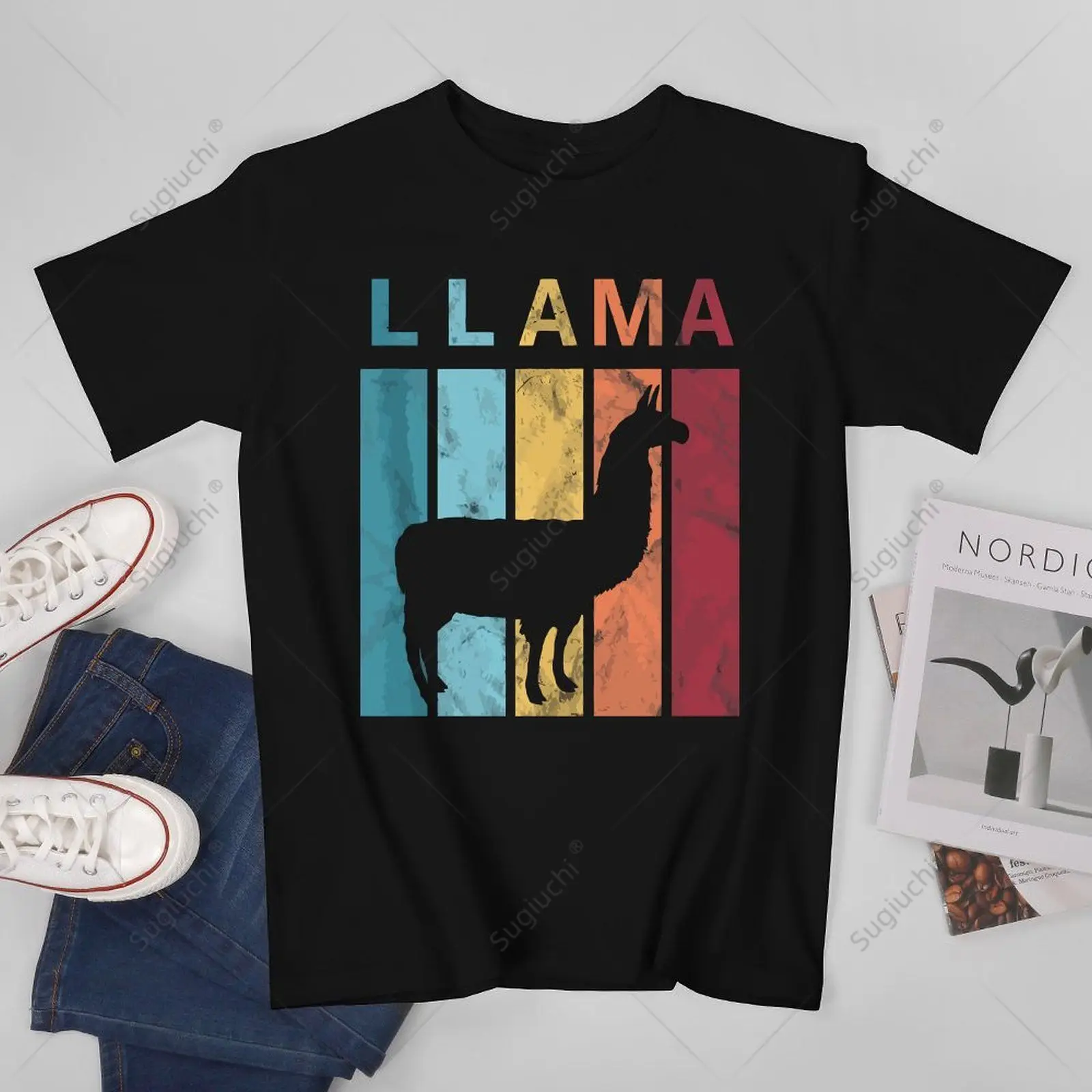 Unisex Men Llama Funny Retro Llama Tank Top Tshirt Tees T Shirts Women Boys 100% Cotton T-Shirt