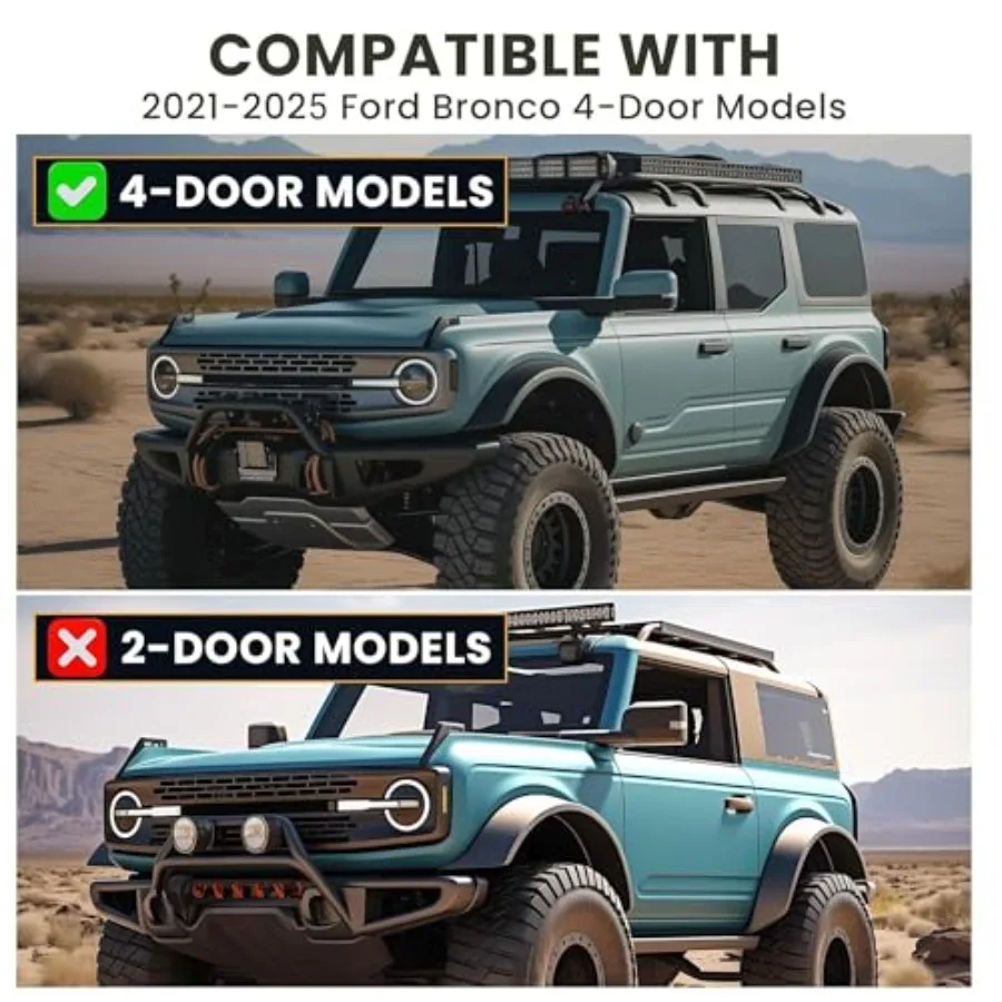 Treeplanken Drop Side Step Compatibel met 20212025 Ford Bronco 4-deurmodellen Heavy Duty Black Tube Rock Slider Rails Step Ba
