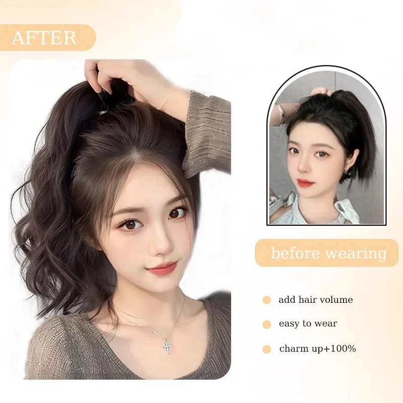 12Inch Curly Synthetic Ponytail Hair Extensions With Elastic Rubber Band Heat Resistant Fiber Ponytail Hairpiece For Daily Wear
