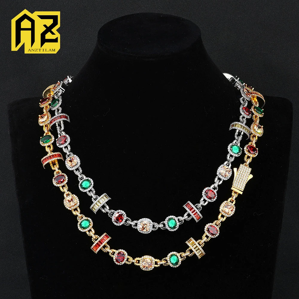 

Anztilam Colorful Diamonds Rope Chain Necklaces For Women Men Chain Brass Zircon Hip Hop Jewelry Free Shipping