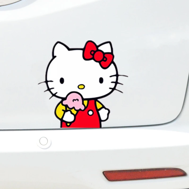 Kawaii Sanrio Cute Hello Kitty Sticker Motorcycle Car Cartoon Decoration Landscaping Car Sticker Children\'s Toy Birthday Gift