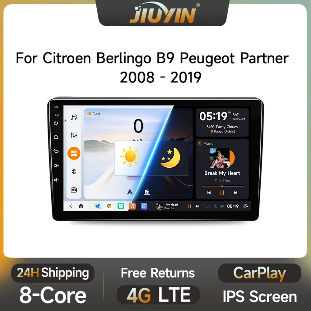 

JIUYIN For Citroen Berlingo B9 Peugeot Partner 2008-2019 Car Radio Multimedia Navigation 2din Android Autoradio CarPlay Stereo