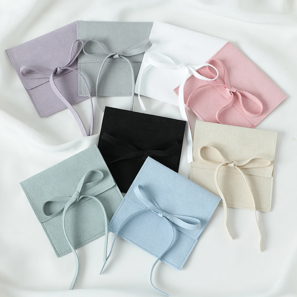 10pcs Microfiber Jewelry Pouch Velvet Jewelry Small Envelope Bag with Rope Jewelry Packaging Pouch Wedding Favors Gift Party Bag