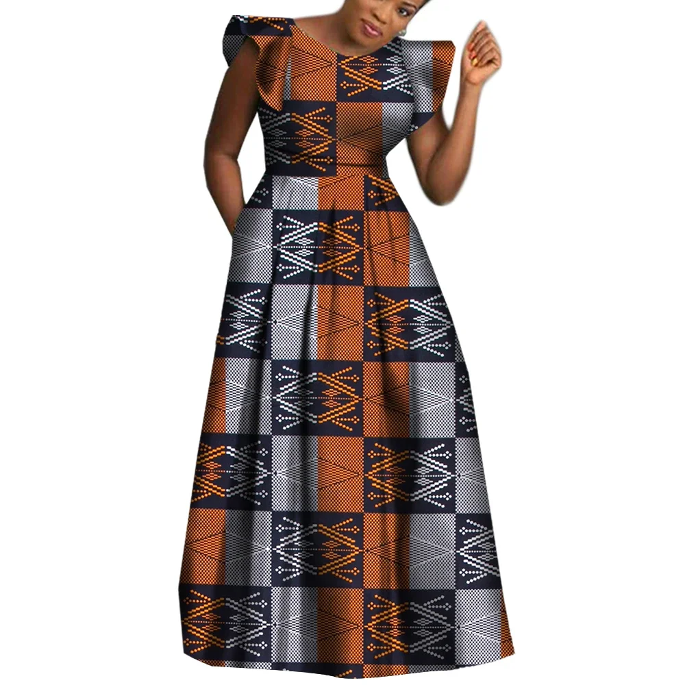 BRW African Dresses for Women Sexy Skirt African Print for Daily African Dresses Turkey Dresses for Women Luxury COTTON