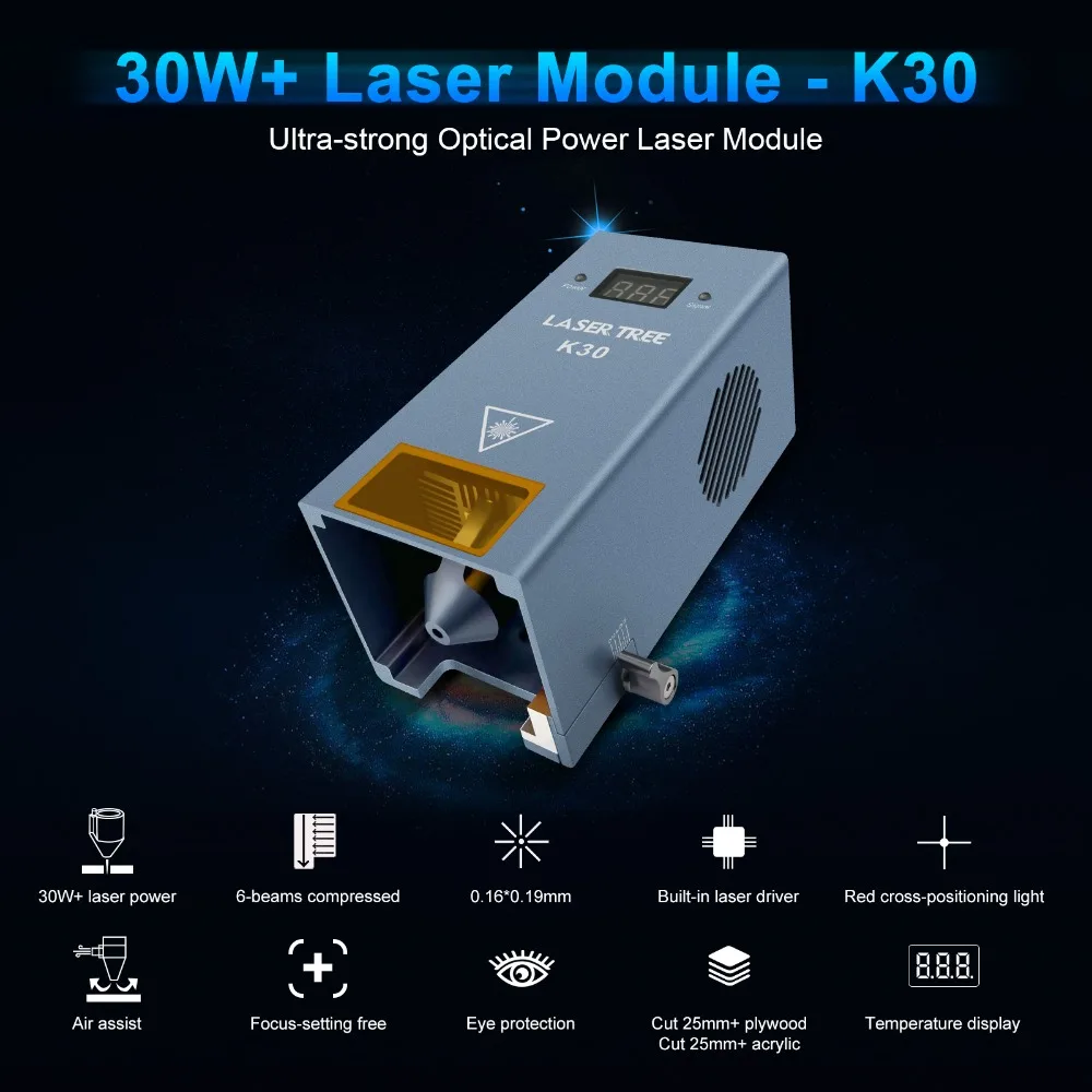 20W 455nm Blue Diode Laser Module Kit with Air Assist – for CNC Router Wood Acrylic Engraving
