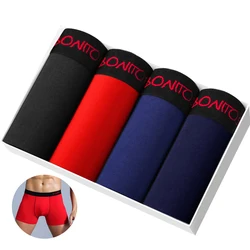 Boxers de algodão para homens, cuecas masculinas, cuecas deslizantes, cuecas sexy, shorts boxer, baús de alta qualidade, 4 peças