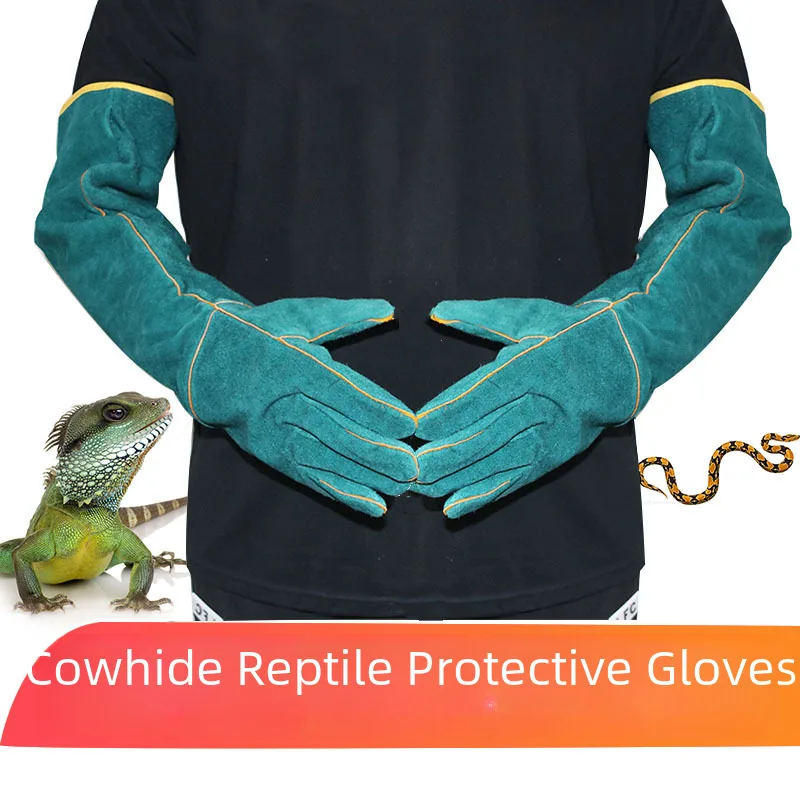 

62cm Reptile Handling Gloves Cut Resistant Level 5 Kevlar for Monitor Snake Bite Proof EN388 CAT2 Certified