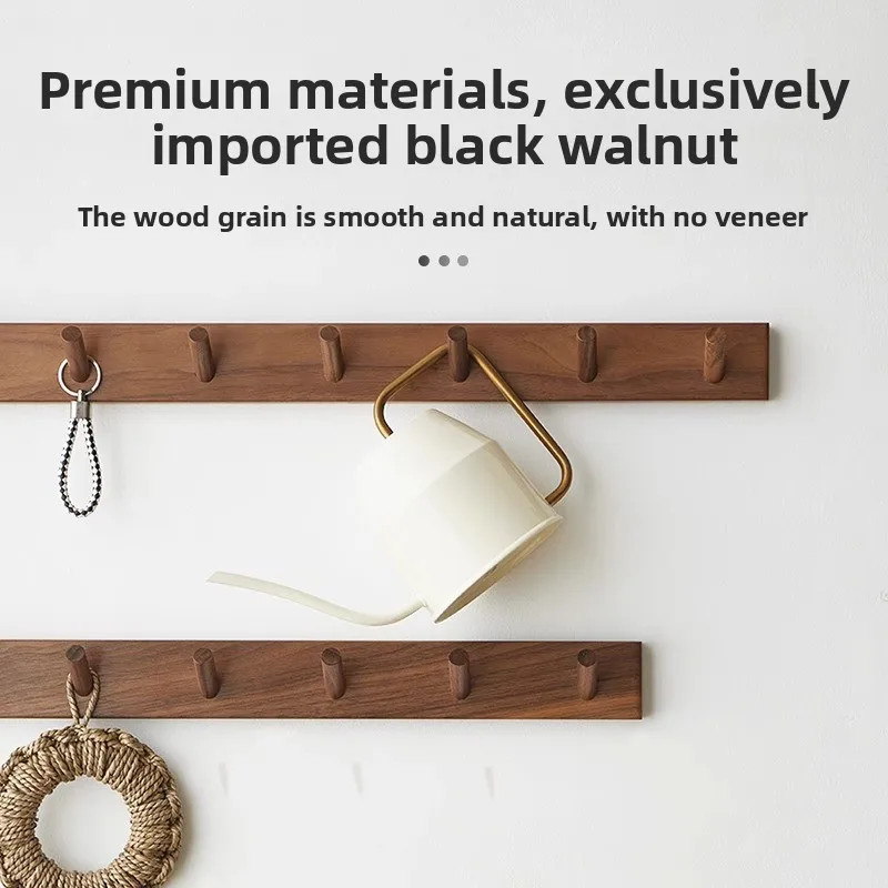 No Drill Entryway Hallway Organizer Solid Wood Wall Hooks  Heavy Duty Coat Rack for Door Back Wardrobe Space Saving Hanger