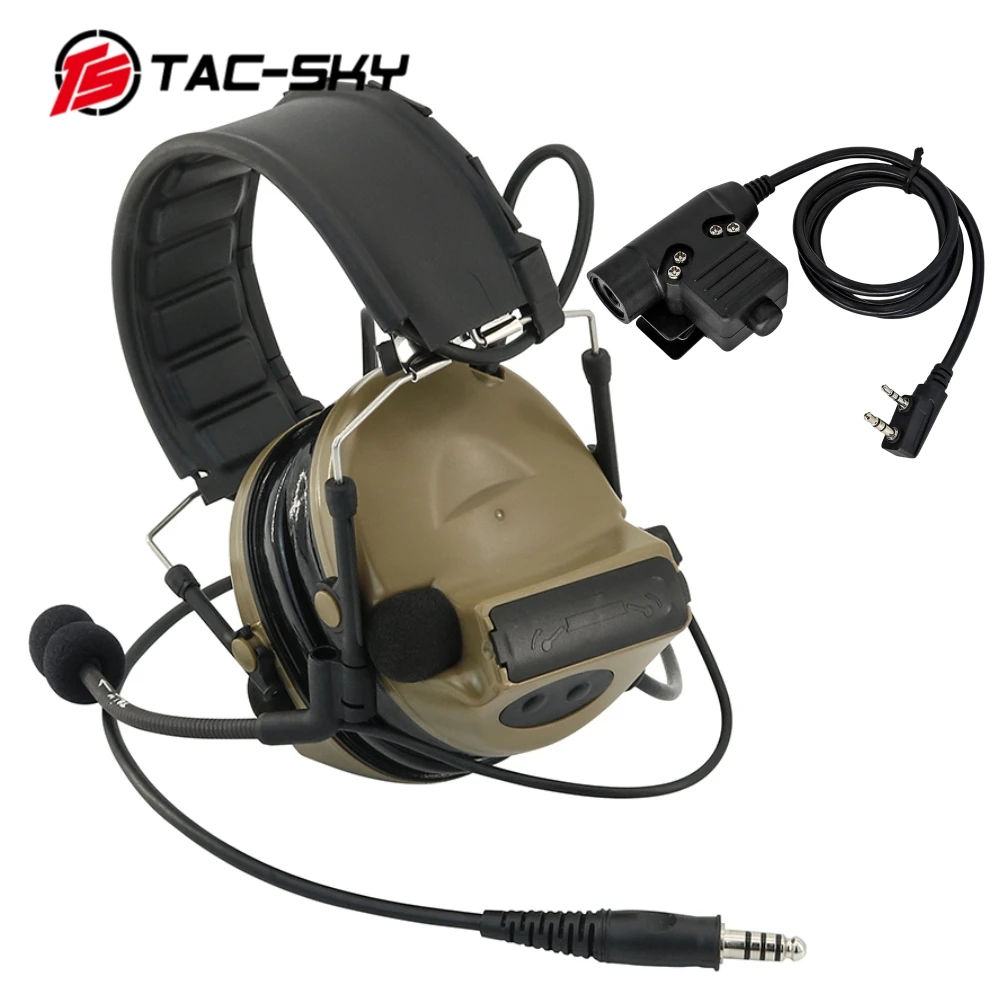 TS TAC-SKY COMTA II Tactical Headset Hearing Noise Reduction Pickup Tactical Airsoft Headset &U94 PTT For Kenwood Walkie-talkie