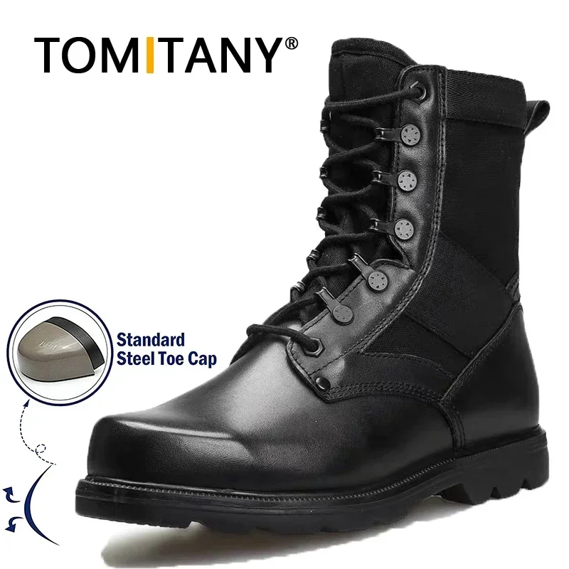 Botas tácticas punta de acero ultraligeras negras transpirables - imagen 2