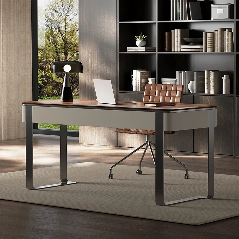 

Italian minimalist walnut solid wood desk light luxury high sense