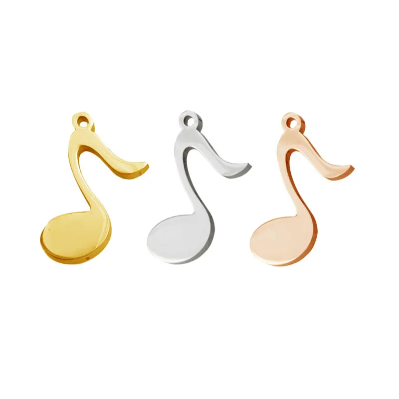 Wholesale 10pc DIY Cute Music Eighth Note Stainless Steel Quaver Charms Pendant Making Parts For Musician Jewelry Accessories