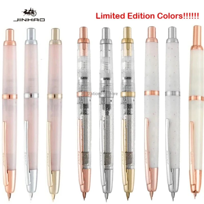 

JINHAO 20 Press Fountain Pen Retractable EF/F Nib Plastic With Clip Writing Ink Converter PK 10 A1 Stationery School Supplies