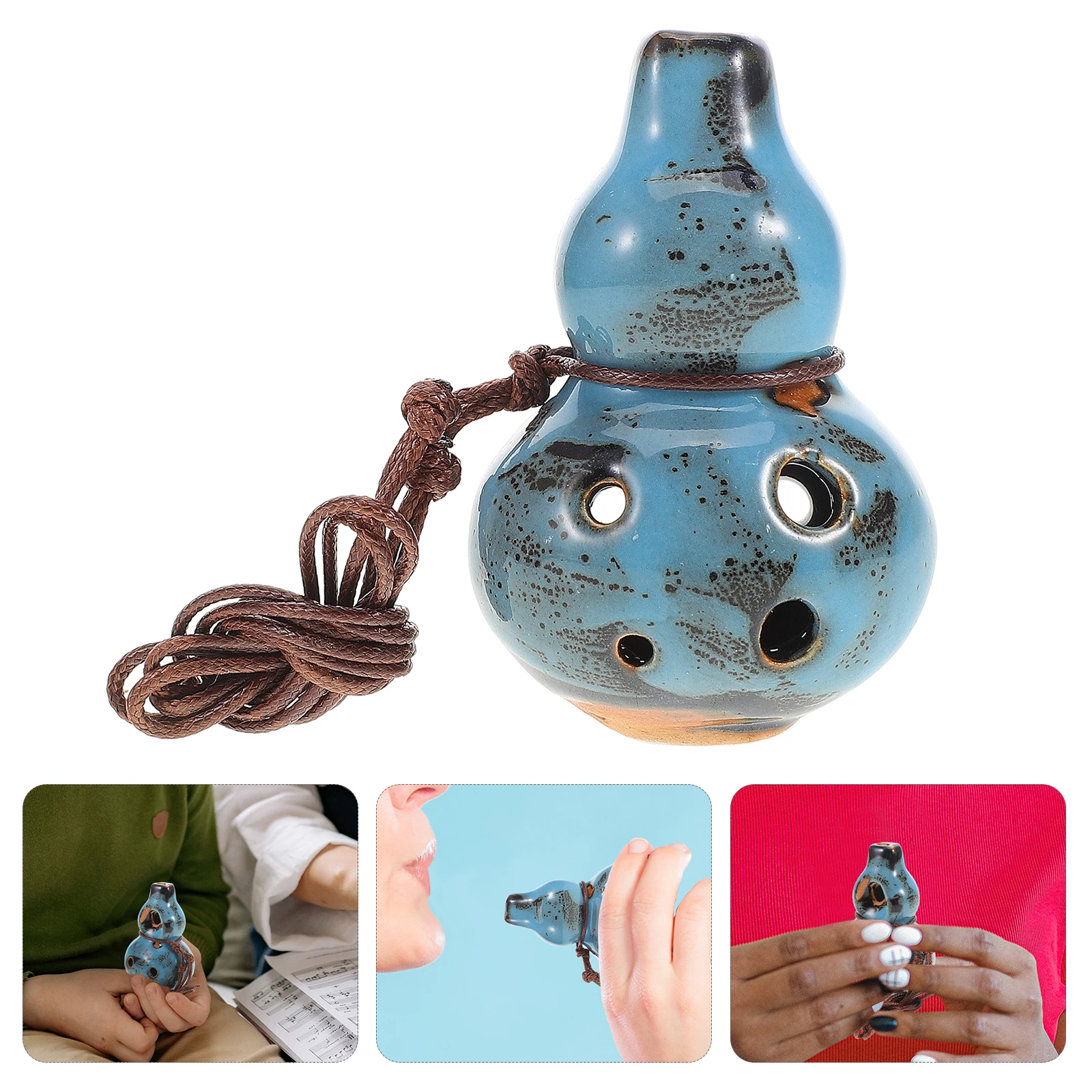 

1pcs Ceramic Alto C Ocarina Blue 6 Hole Gourd Flute Sound Healing Meditation Music Instrument For Outdoor Travel Pendant
