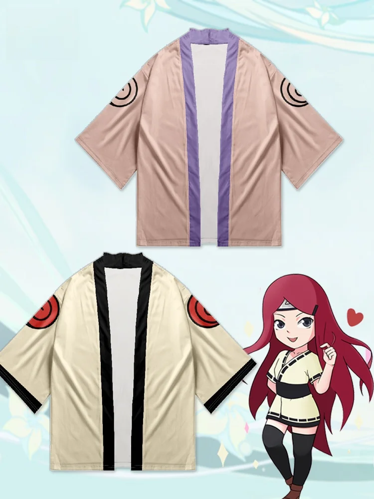 

Hinata Anime Cartoon Kimono Jaet Cosplay Summer Loose Fit Polyester irt for Teens Printed Flip Collar Seven Sve