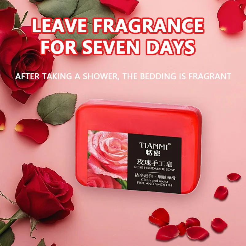 

Rose essential oil soap deeply cleanses your face and body, leaving a long-lasting fragrance while moisturizing and hydrating