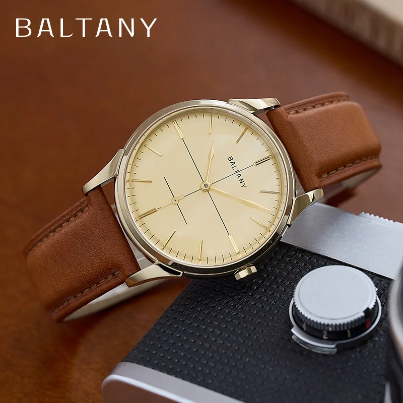 

Baltany S4092 Dress Man Watchse Leather Straps Crosshair 38.5mm Dial Small Seconds Hand-Winding Mechanical luxury Wristwatches