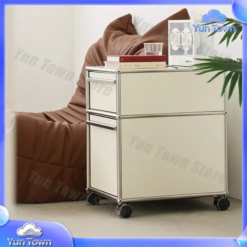 Module Medieval Bedside Table for Stainless Steel Drawer File Cabinet for Modern Simple Storage Mobile Side Cabinet for Home