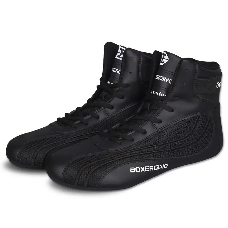 Scarpe da boxe professionali da uomo e da donna comode Sneakers da Wrestling alte Sneakers da combattimento traspiranti stivali da combattimento antiscivolo