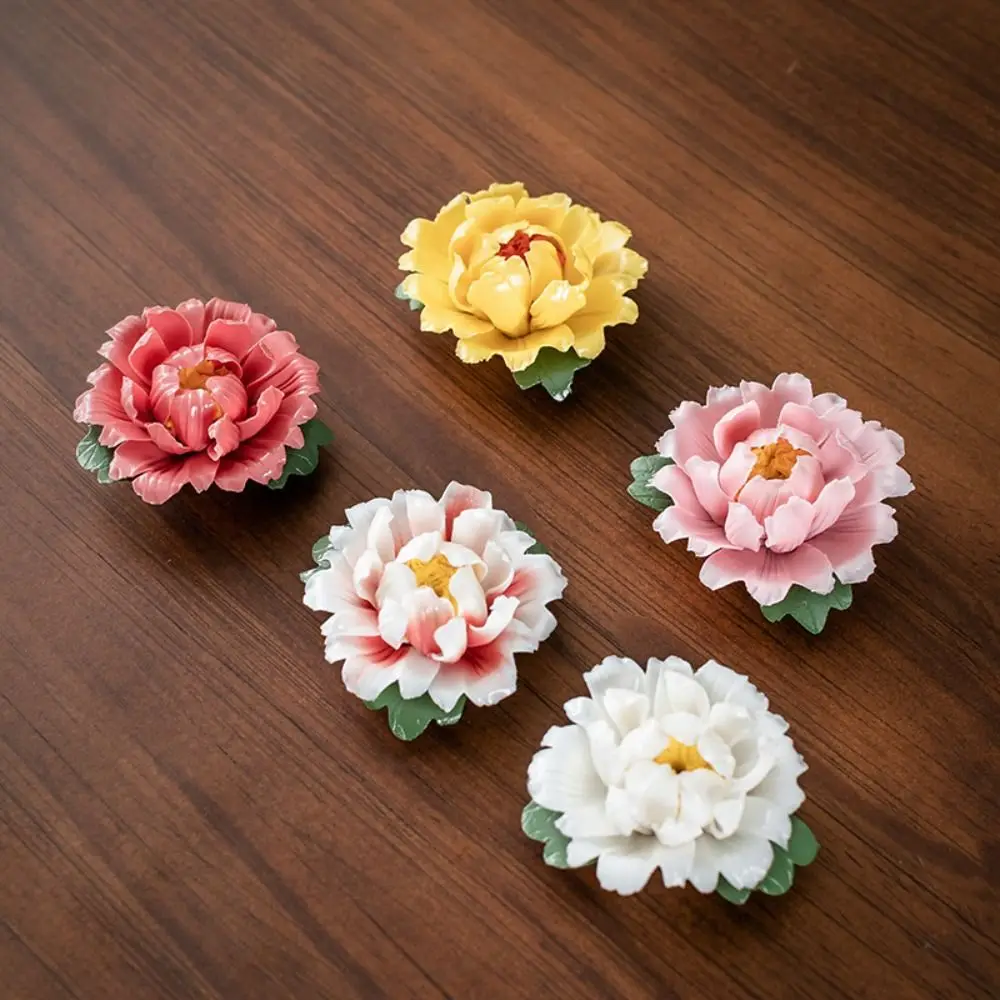 Creative Handmade Peony Incense Inserts Peony Rose Craft Peony Incense Holder Ceramic Ceramic Flower Incense Tray Home Decor