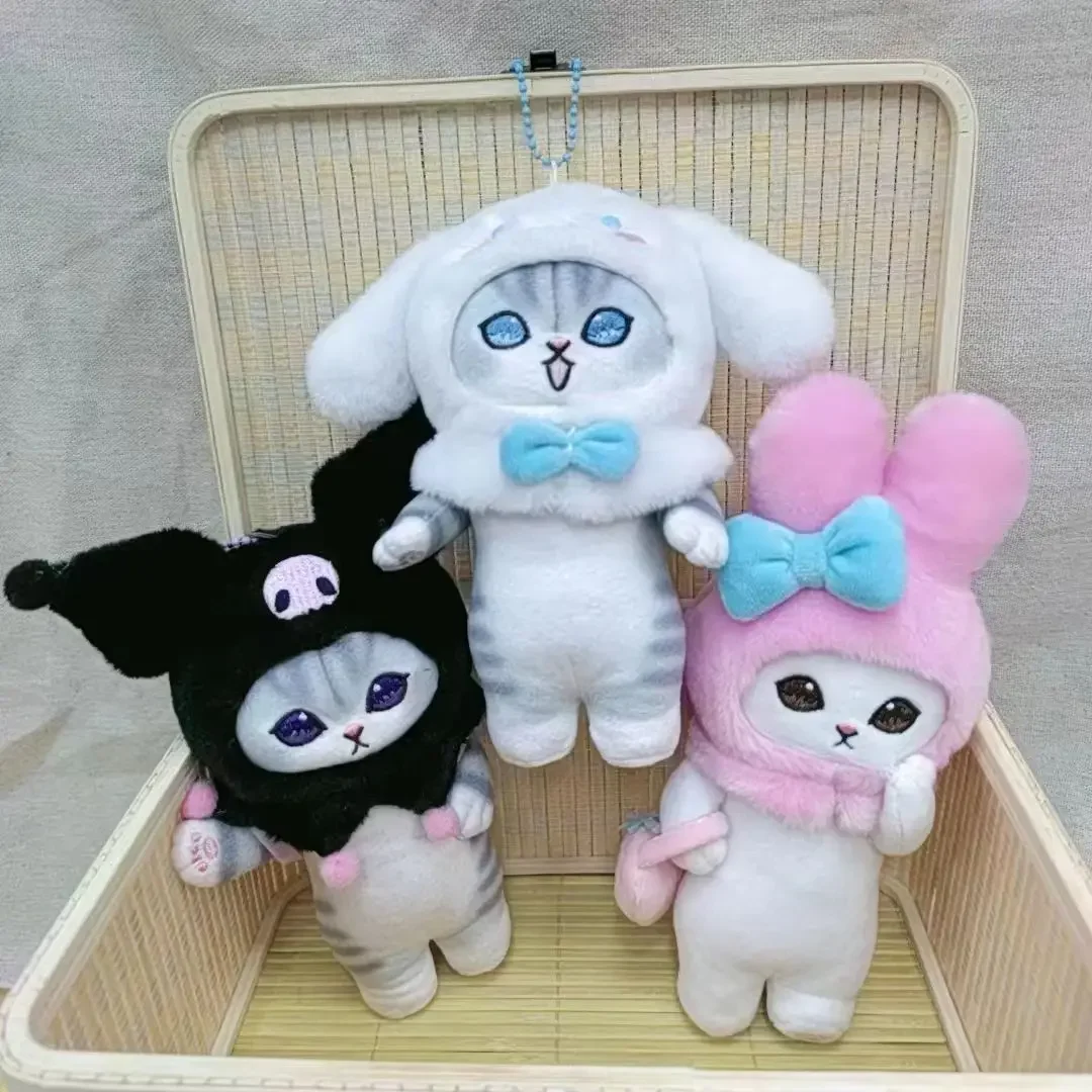 Super bonito japonês tubarão gato sanrio peixe feio canela pudim cão kt gato chaveiro de pelúcia pingente kawaii boneca presente