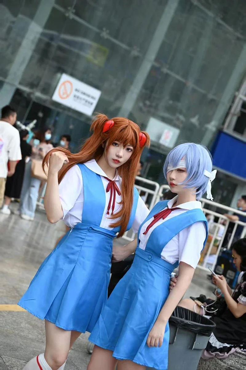 Anime Evangelion School Uniform Asuka Langley Soryu Cosplay Rei Ayanami Costume Girl Women Dress Ladies Sexy Clothing Costume