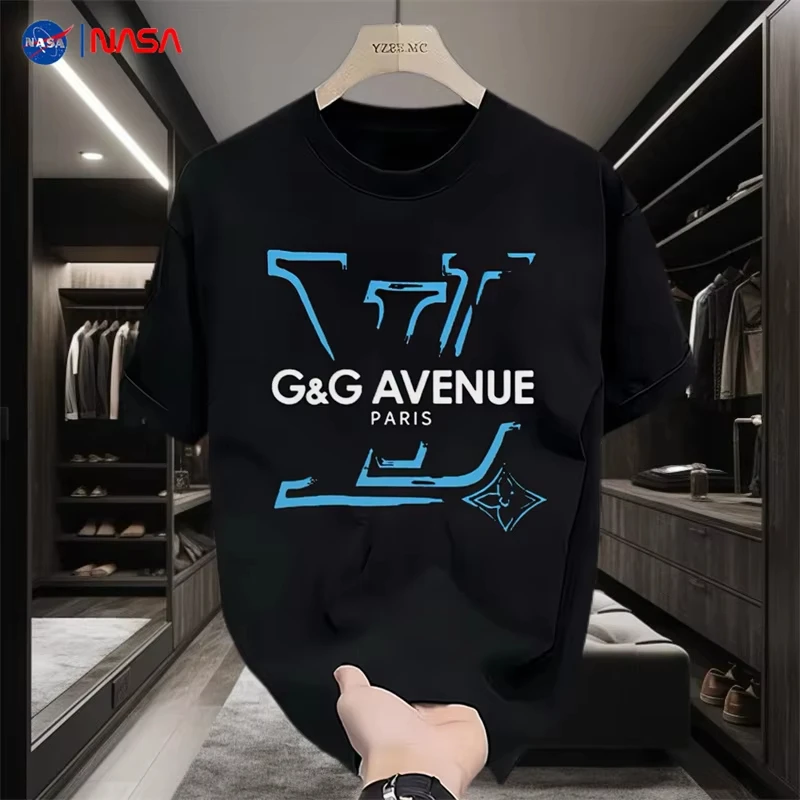 

Light luxury trendy brand short-sleeved T-shirt men's 2025 new European and American casual round neck loose t-shirt top