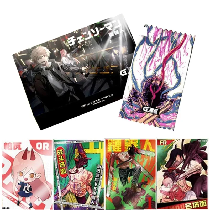 

G+FASHION TOY Original Chainsaw Man Card Retro Comics Manuscript Card Rare PVC Pair Mounted Cards Anime Collection Toys Gifts