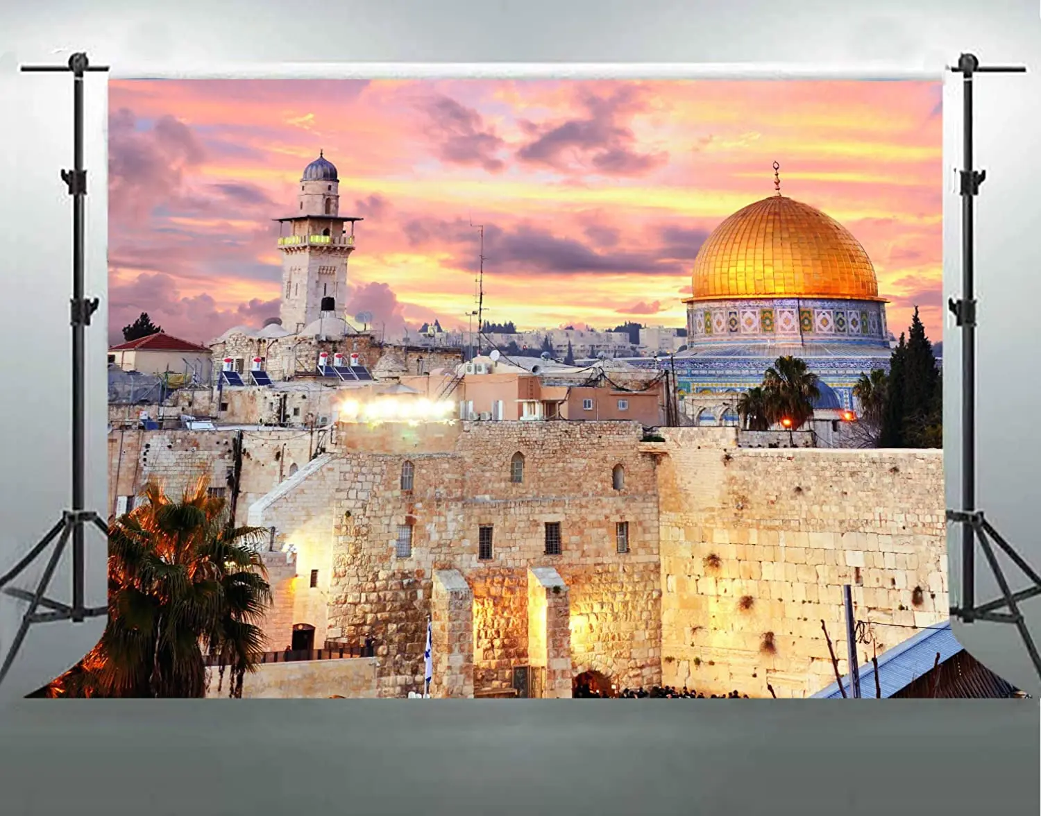 

Jerusalem Cityscape For Photography Backdrop Sunset Dome Of The Rock Background Party Room Decor Banner Photo Shooting Props