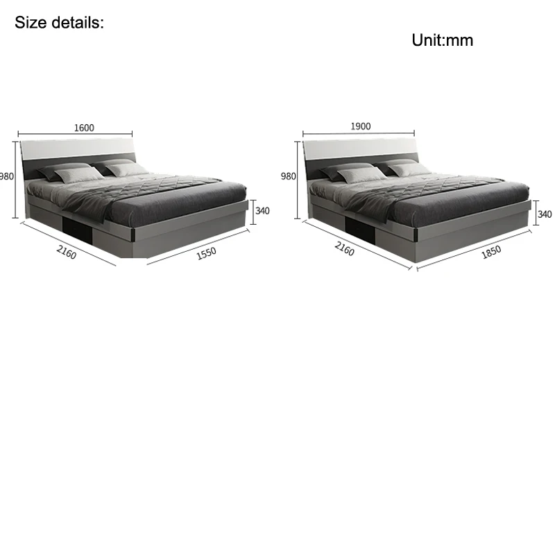 Guangzhou moderne Super King blanc lit en bois chambre Queen lit cadre couette ensemble grand lit simple lattes cadre avec rangement