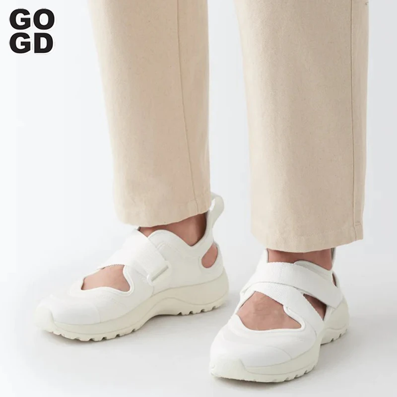 GOGD Sneakers da donna stile sportivo punta tonda fondo spesso sandali versatili scarpe da passeggio scarpe Casual da spiaggia scarpe chiuse