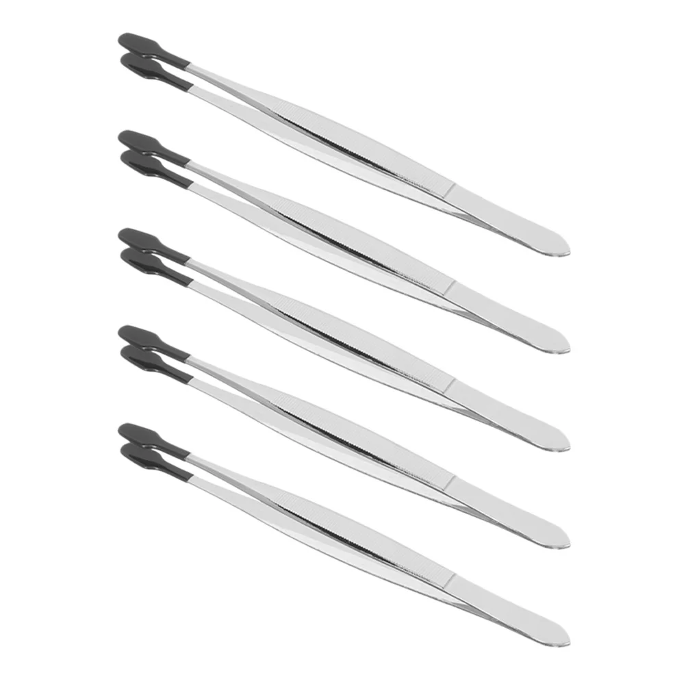 Ensemble de pincettes plates, outil de collecte de timbres, artisanat de bijoux polyvalent, applicateur de faux cils, pincettes artisanales portables 5 pièces