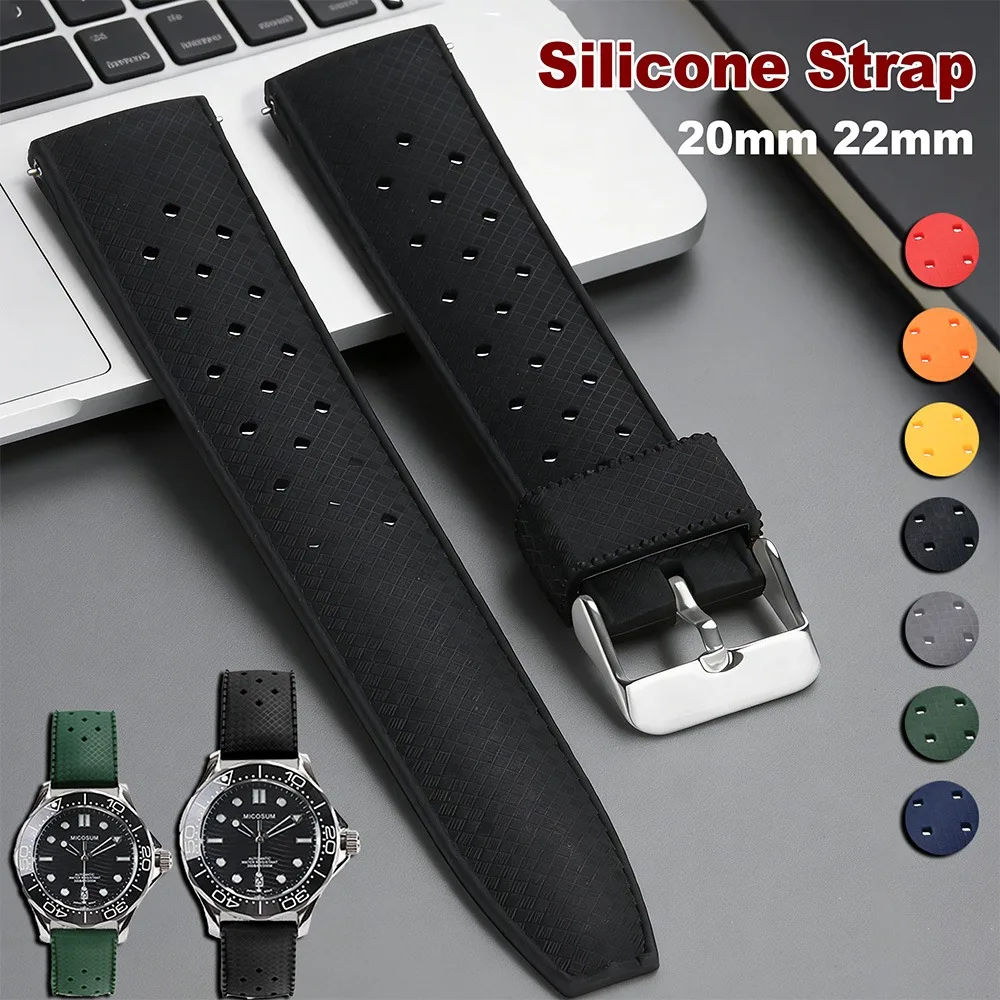 

Tropical Rubber Strap for Oris for Seiko for Citizen Quick Release Silicone Watch Band 20mm 22mm Women Men Wristband Replaement