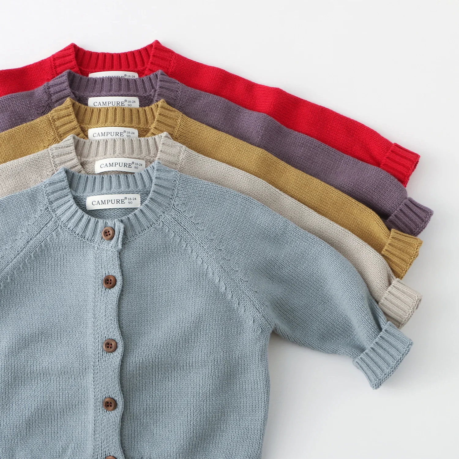 Autumn Winter Kids Sweater Solid Color Children's Knitted Cardigan Girls Knitwear Boys Base Sweaters