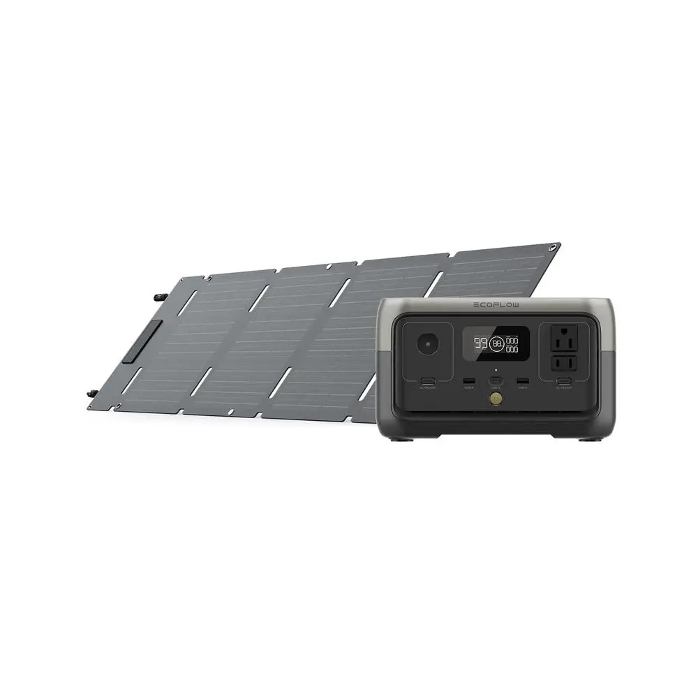

Portable Power Station RIVER 2 with 45W Solar Panel, 256Wh LiFePO4 Battery 1 Hour Fast Charging, Up to 600W Output, Solar Gener