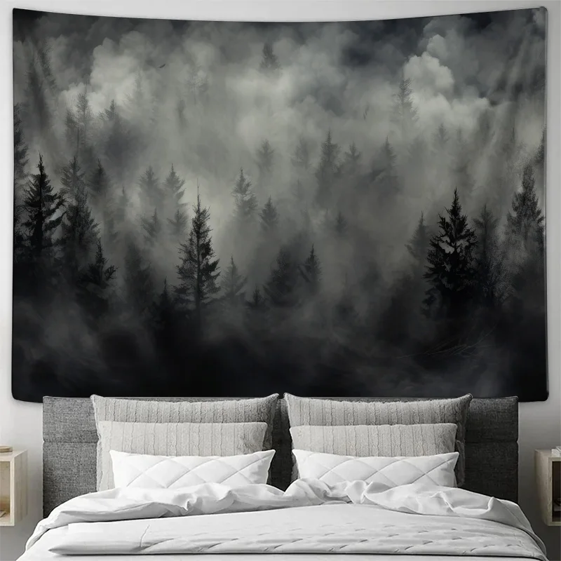 ‌Mysterious Forest Mist Tapestry Art Decor for Bedroom Living Room