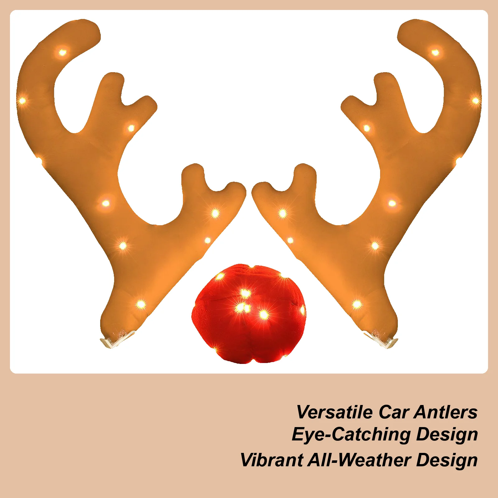 

Car Reindeer Antlers Cute Christmas Decor Light Up Antler Set Reindeer Kit Roofs Tops Decoration For Van SUV Shopping Mall