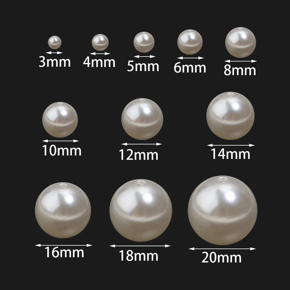 10-1000pcs With Hole ABS Imitation Pearl Beads White Pearls Loose Beads For Jewelry Making DIY Necklace Hand Sewing Beads