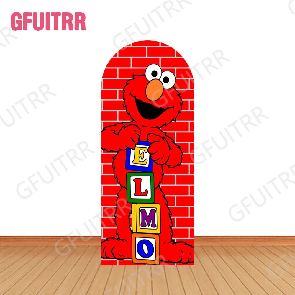 Miniso Sesame Street Arch Photo Backdrop Kids Birthday Party Photography Backdrop Baby Shower Decor Double-side Zipper Covers