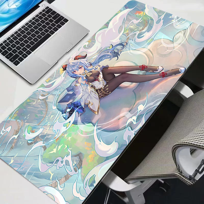 

Mouse Pad 90x40cm Gaming Accessories Computer Edge White G-genshin Impact Ganyu Keyboard Pad Gamer Desk Mat alfombrilla Mousepad