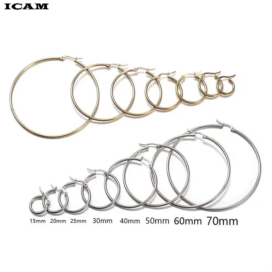 ICAM 40mm 60mm 70mm 80mm Exaggerate Big Smooth Circle Hoop Earrings Brincos Simple Party Round Loop Bijoux for Women Jewelry