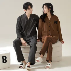 2024 Couple Winter Women's Pajamas Set Thin Velvet Warm Sleepwear Soft Sleeping Casual Cardigan Kimono Men Pijama Mujer Hombre