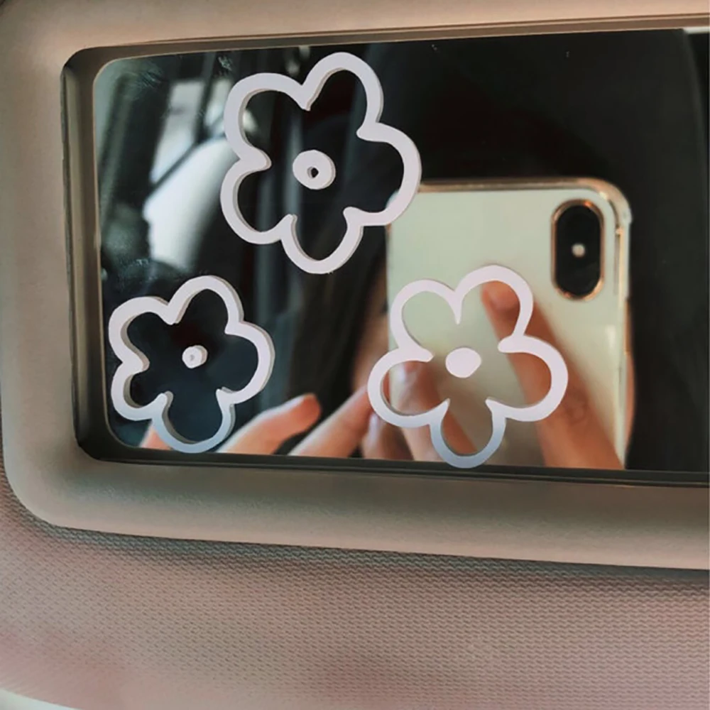 3 Pcs/set  Flowers Design Car Mirror Bumper Decor Stickers And Decal Accessories ,DIY Cute Waterproof Decoration