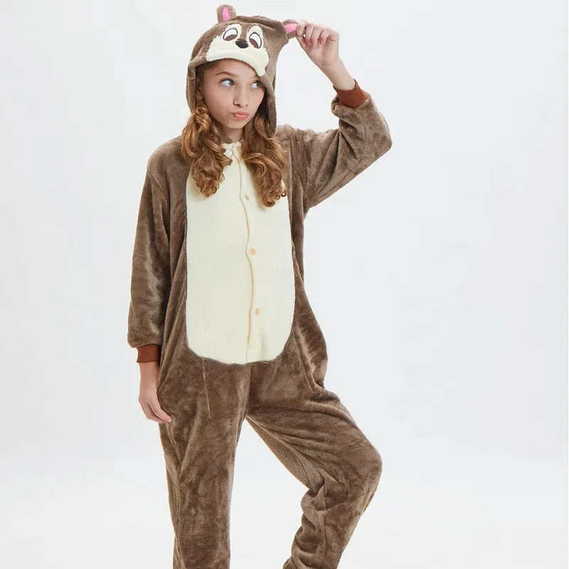

Chipmunk Chip Jumpsuit Long-sleeve Animal Boys Girls Hooded Pajamas Casual Loungewear Autumn Winter Homewear for Kids