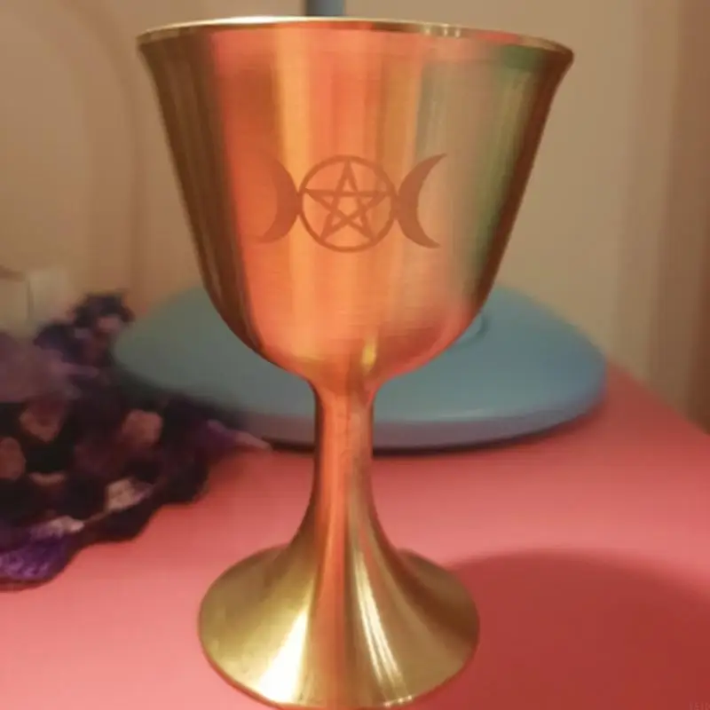 Y51D Ritual Cup Ołtarz Ołtarz WICCA Gold Pating Ceremonia Mosiężna ceremonia Księżycowa Propur