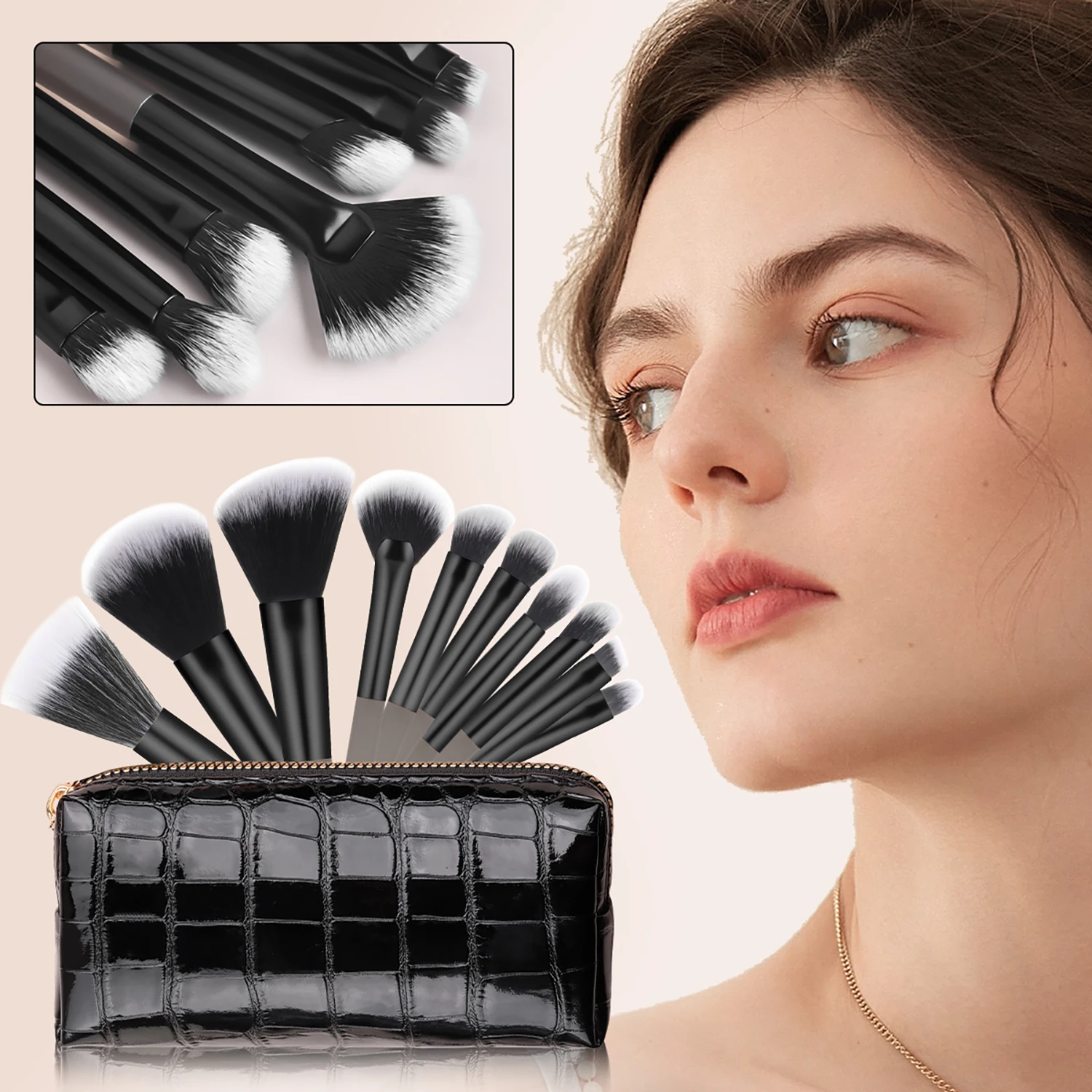 Brochas de maquillaje, 10 Uds., Kit de maquillaje profesional para mujer, brocha cosmética para polvos suaves, sombra de ojos, base, juego completo, herramienta de belleza de viaje