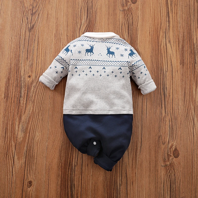 Spring And Autumn Boys And Girls Handsome Gentleman Formal Cotton Comfortable Long Sleeve Baby Bodysuit