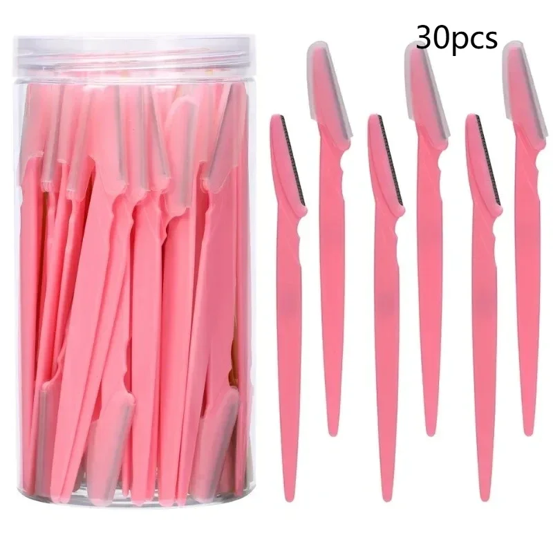30Pcs/50pcs Bottle Eyebrow Razors Safe Blades Trimming Tools With Container Facial Eye Brow Trimmer In Case Hair Removal Shaver