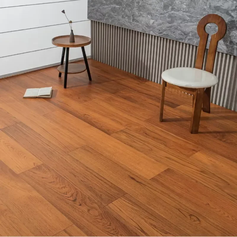 Strong Waterproof Burma Teak Three-layer Engineered Wooden Floor UV Coating Smooth Stable Solid Wood Composite Locking